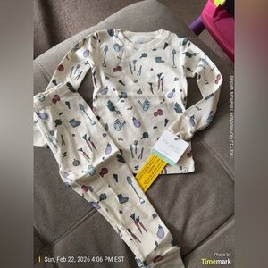 Little Planet Kids Pajama Set - Cream with Garden Print